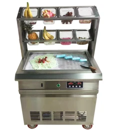 Двойной кастрюли жареное мороженое машина 2 квадратных кастрюли мороженое Roll машина с фруктовый салат Workbench 11 шт. танки охлаждения