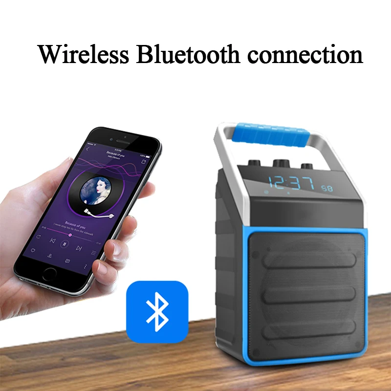 

SOAIY Wireless Bluetooth Speaker Outdoor Large Volume Subwoofer Square Dance 3d Surround Sound Card Portable Home K Song Player