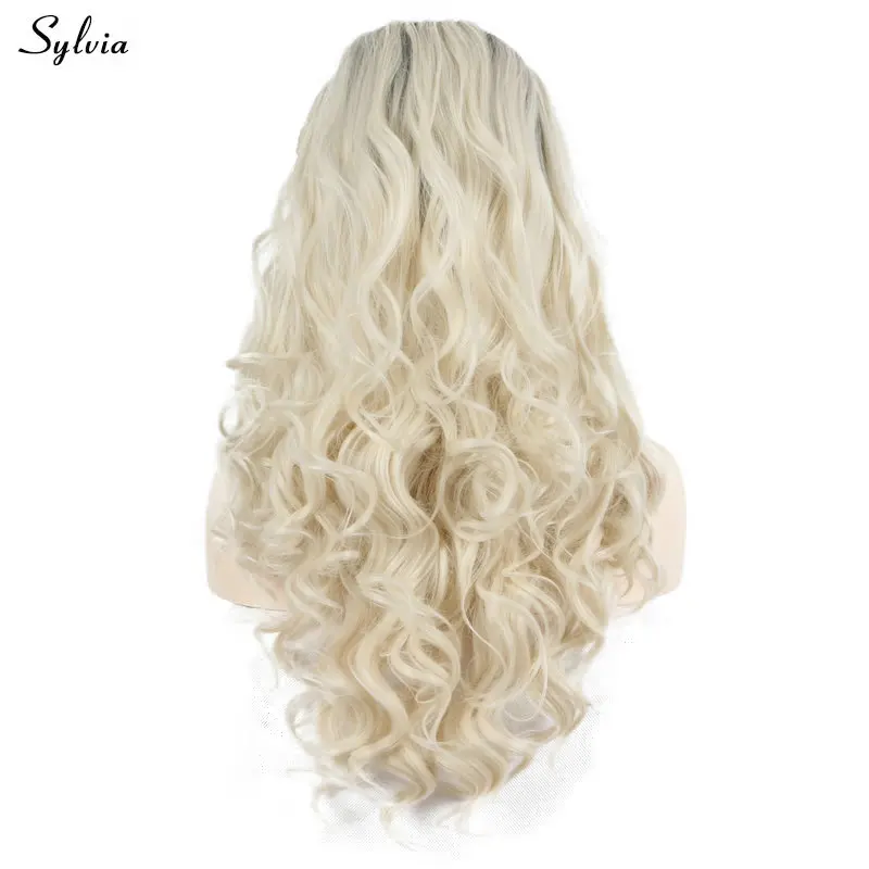 blonde ombre black long lace wig  (8)