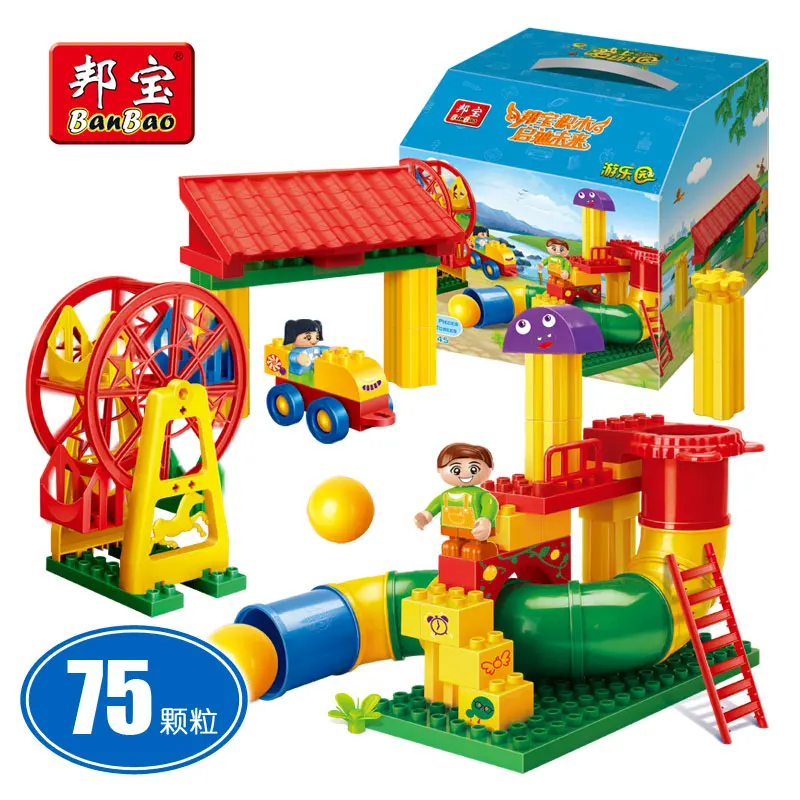 

BanBao 6545 Slide Ferris Wheel Amusement Park Large Particle Bricks Educational Building Blocks Model Toy For Children Kids