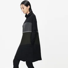 Линетт's Chinoiserie дизайн на осень-зиму шерстяной вязаный пэчворк женские свободные средней длины пуловер Топ Футболка