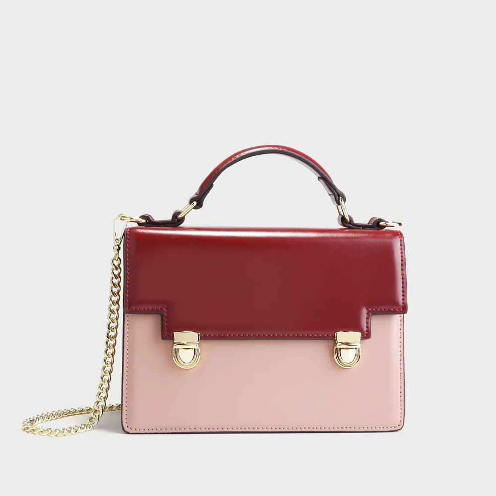 Ladies Cowhid rose Cuir Femmes Épaule À Chaîne Noir En vert D'été Main Bolso Sacs Messenger Femelle Sac Véritable Mujer Bag marron RIxqP56qwz