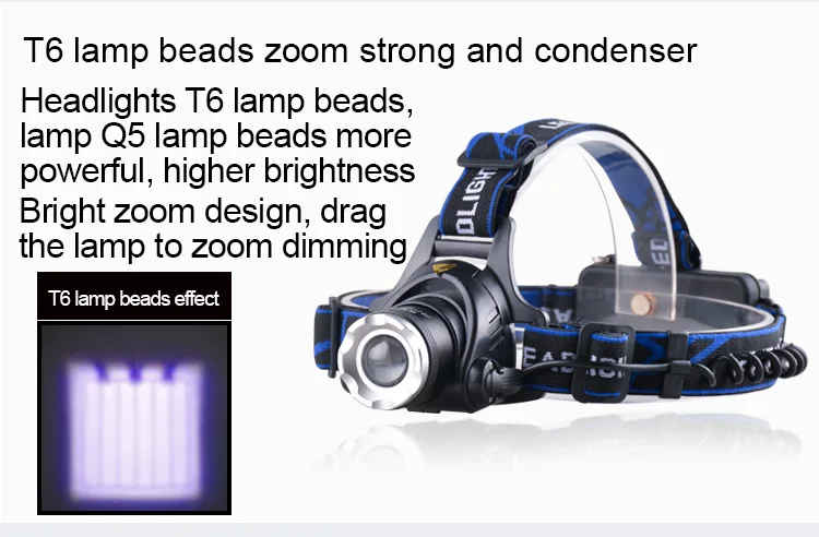Перезаряжаемый 10 Вт T6 светодиодный налобный фонарь для кемпинга, рыбалки, светильник на голову, Электрический флэш-светильник, водонепроницаемый налобный поисковый светильник