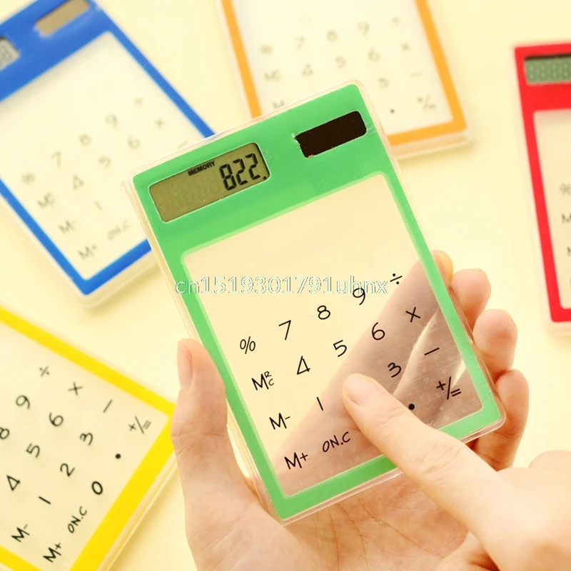 

Ultra Slim Mini Transparent Solar Powered Calculator LCD Touch Screen 8 Digit