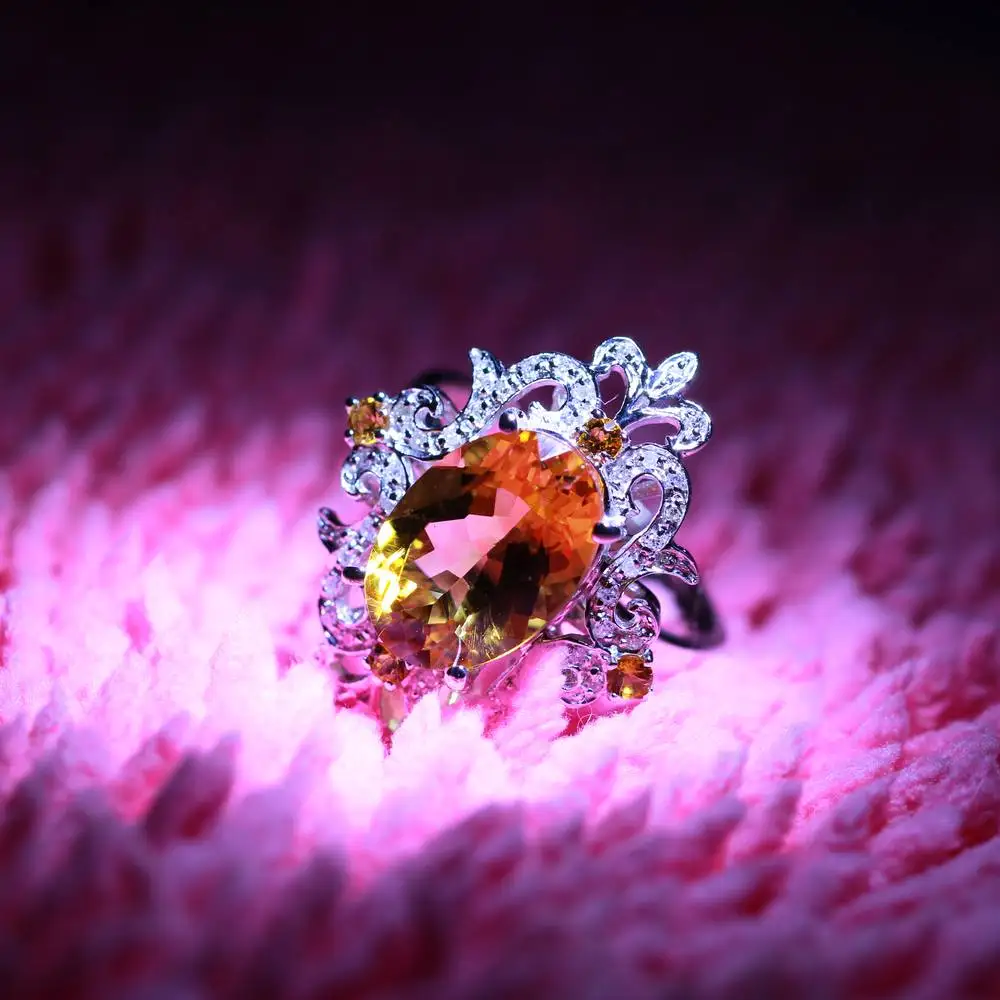 4.5ct подлинные цитрин безупречный 9.5x13.5 овальной огранки природных бриллиантами Обручение Для женщин Мода Jewelry Кольцо стерлингового серебра 925