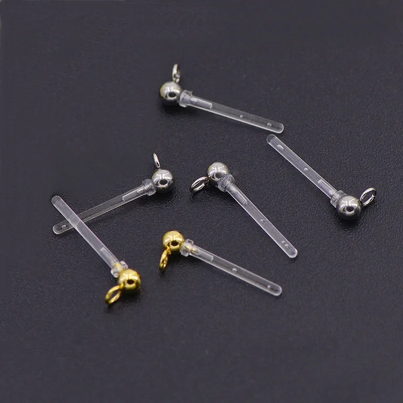 

50PCS Stainless Steel Transparent Stud Earrings For Jewelry Making Earpins Plastic Prevent Allergy Earrings Accessorie