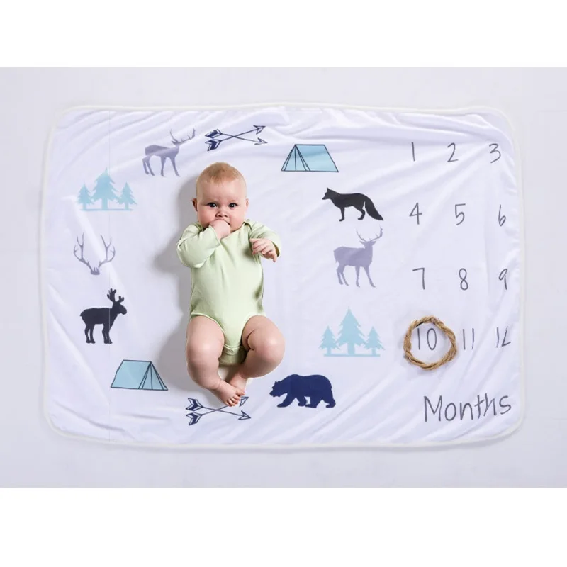 0-12 Month Newborn Baby Milestone Photo Blanket Month Growth Record Wrap Towel Photo Blanket