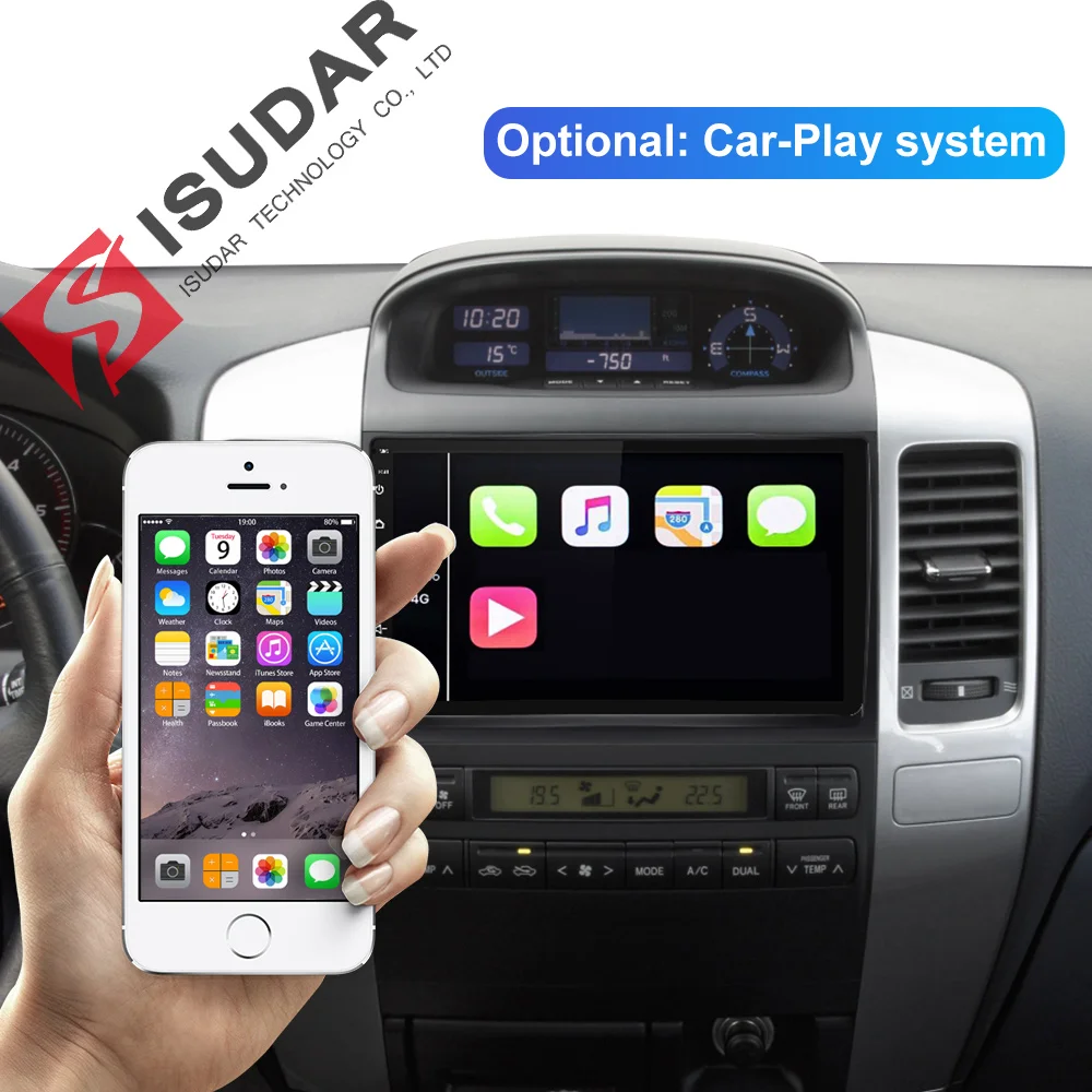 Discount Isudar 1 Din Android 9 DVD Auto Radio For Toyota/Prado 120 2004-2009 Car Multimedia Player Octa Core RAM 4G ROM 64GB GPS DVR DSP 2