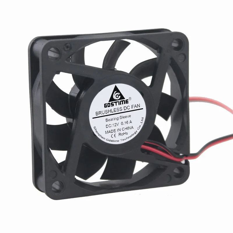 

10 pcs Gdstime DC 12V PC Brushless Cooling Fan 60mm x 15mm 4500RPM 60x60x15mm Computer Case Cooler 6cm 6015 2Pin 0.16A