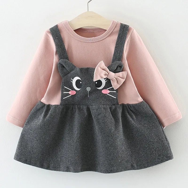 Bebes/одежда; платье принцессы для маленьких девочек; одежда с вышитым кроликом; Одежда для новорожденных; праздничные платья для малышей; костюмы для младенцев - Цвет: pink cat