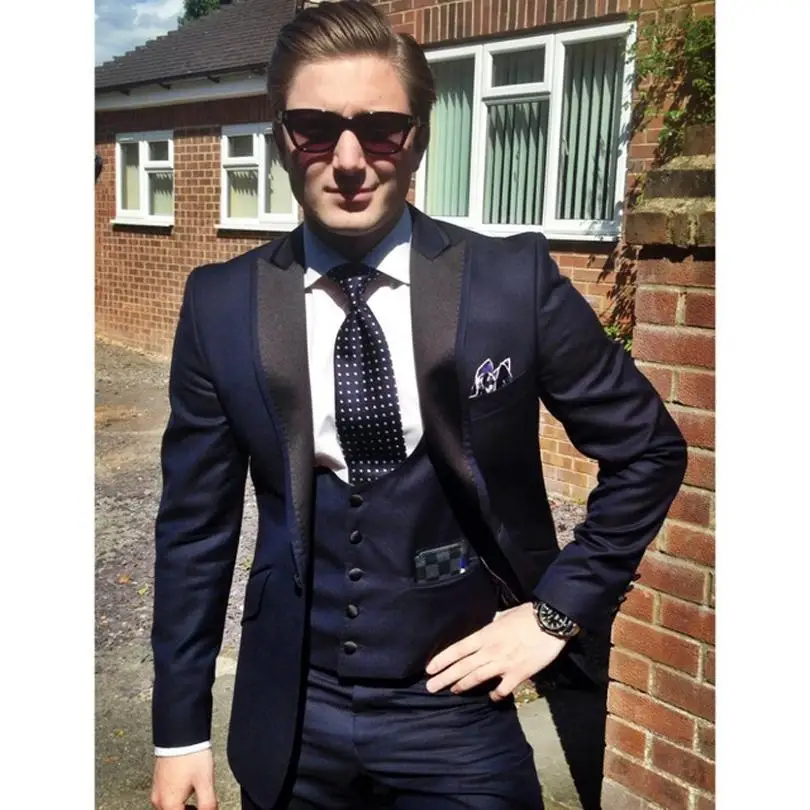 7943 20 De Réductionbleu Marine Marié Tuxedos Style Italien Slim Fit Hommes Mariage Bal De Promo Costumes Marié Meilleur Homme Costume Veste