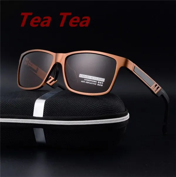 CHUN, фирменный дизайн, алюминиево-магниевые поляризованные солнцезащитные очки, мужские солнцезащитные очки, UV400, очки для вождения, а, оттенки+ чехол, Y20 - Цвет линз: Tea Tea