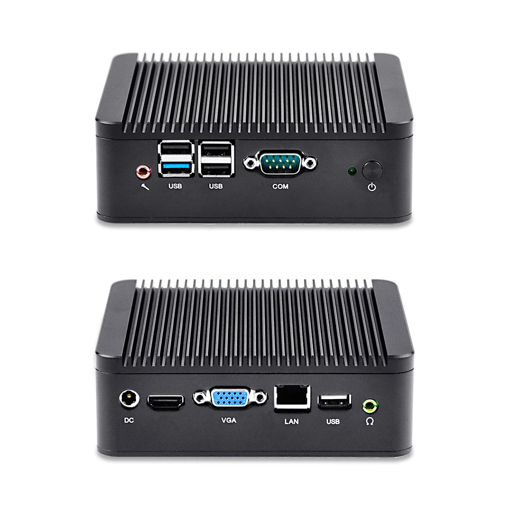 QOTOM Mini PC J1900 Quad core 2 GHz, dual display port, 5 USB, COM, X86 Mini PC Fanless