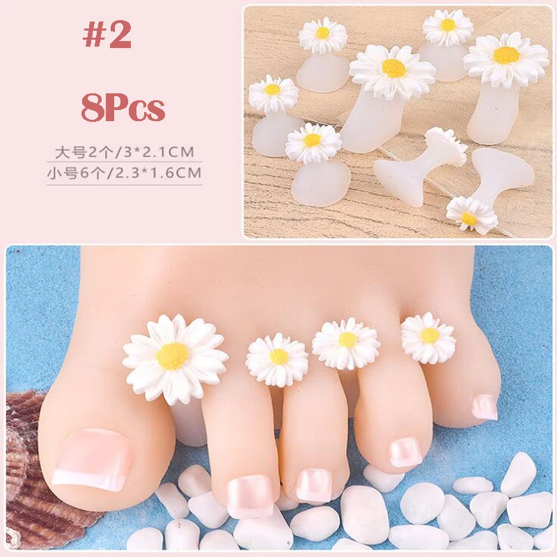 

8pcs/Set Silicone Toe Separators Foot Toe Spacers For Home And Salon Use Daisy Flower Shaped Pedicures DIY Nail Art Tools