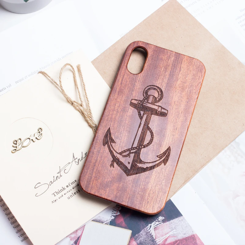 

Anchor retro original wood phone case business wood phone case for iPhone 6 s 7 8 plus X S MAX R protective screen wooden cover