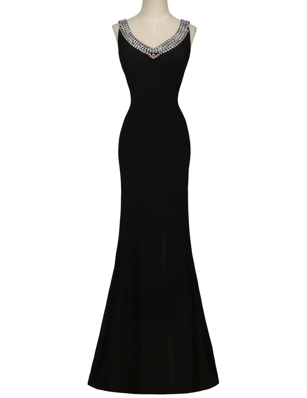 Sexy Black Deep V-Neck Prom Dress 2016 Mermaid Front Split