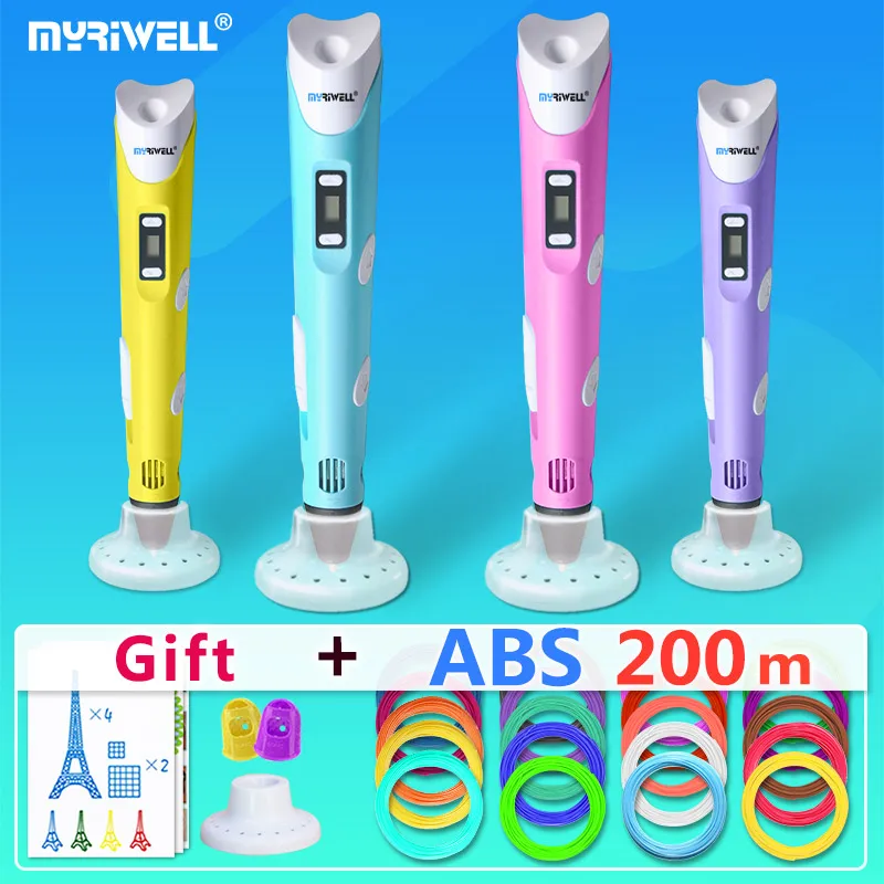 Myriwell 3d ручки+ 20*10 м ABS нити, 3 d Ручка 3d модель, Creative3d ручка doodler, лучший подарок для детей, 3d Ручка для рисования pen-3d