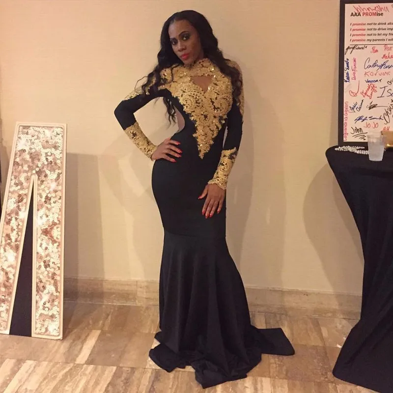 Us 135 0 African Gold Liques Lace Long Sleeve Evening Gown In Dresses From Weddings Events On Aliexpress Alibaba Group
