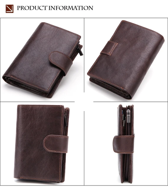MISFITS Mens Wallets Genuine Leather Passport Holder Wallet Man Vintage Cowhide Passport Cover Brand Male Zipper&Hasp Coin Purse -