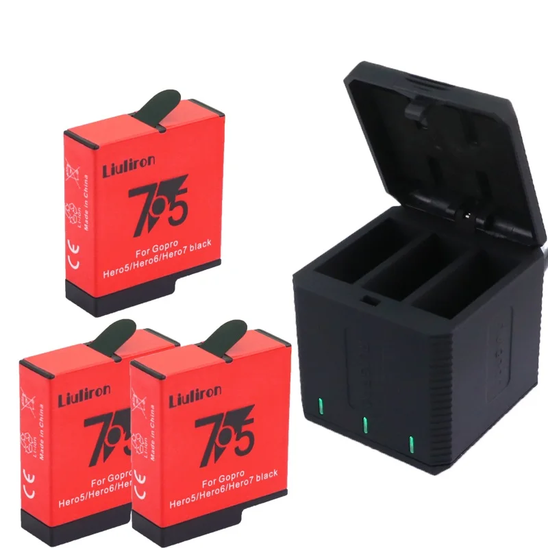 

Go Pro Hero 5 6 7 Battery+3 Battery Storage Type Charging Box Case Charger For Gopro Hero 6 5 Hero 7 Black Accessories