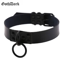 Гот темно черные кожаные Готический чокер; ожерелья с вырезами в стиле панк ожерелья и кулоны панк гранж Подвески модные Винтаж
