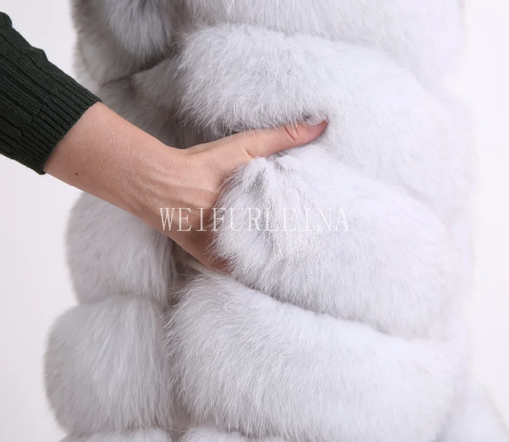 Manteau Col De Femmes 07 02 Naturel Cm Chaud Hiver Fourrure 04 90 06 Section Réel 01 Gilet 100 03 Amovible Renard Longue Plus Veste 05 xYXpYqZa