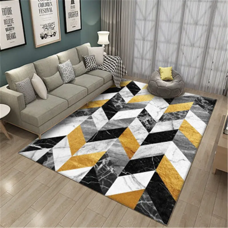

Modern Geometric Striped Home Carpet Sofa Coffee Table Floor Mat Customized Rectangle Non-slip Rug High Quality