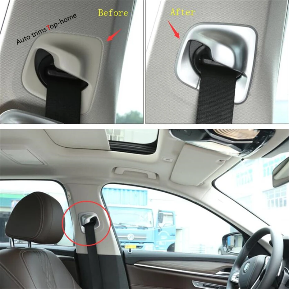 

Yimaautotrims Interior Car Safety Seat Belt Buckle Cover Trim 2 Pcs / Set ABS Fit For BMW 5 Series Sedan G30 530I 2017 2018 2019