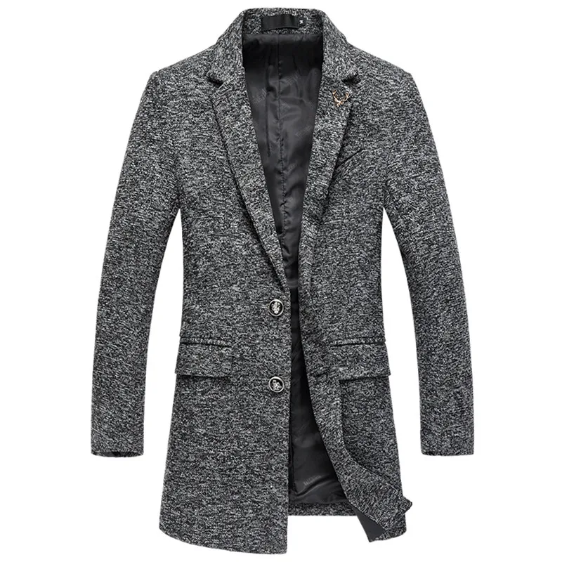 Men's trench coat autumn and winter thick tweed high quality wool long woolen coat / high quality warm fashion urban blends coat Men's trench coat autumn and winter thick tweed high quality wool long woolen coat / high quality warm fashion urban blends coat