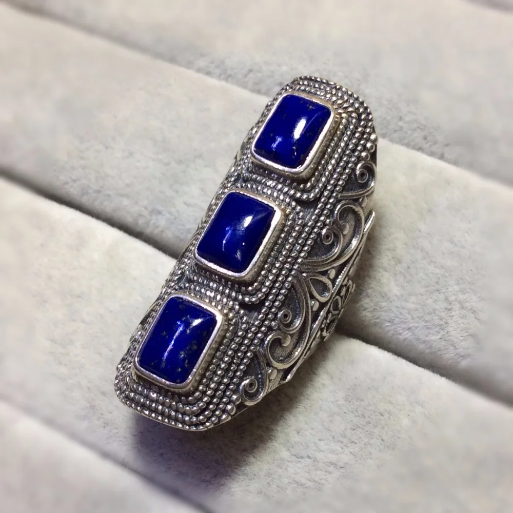 Lapis Ring Nepal Long Square Ring Surface Refers To Exaggeration Lace Thai Silver Ring First Act The Role Ofing Is Tasted