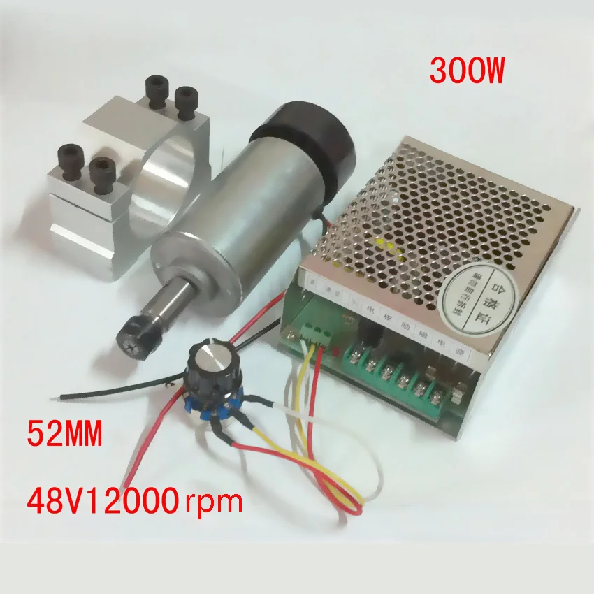 

48VDC 300W 2300G/CM 0.3KW High Speed DC Motor ER11 Engraving Machine Spindle Motor + Fixed Fixture + Governor + Milling Chucks