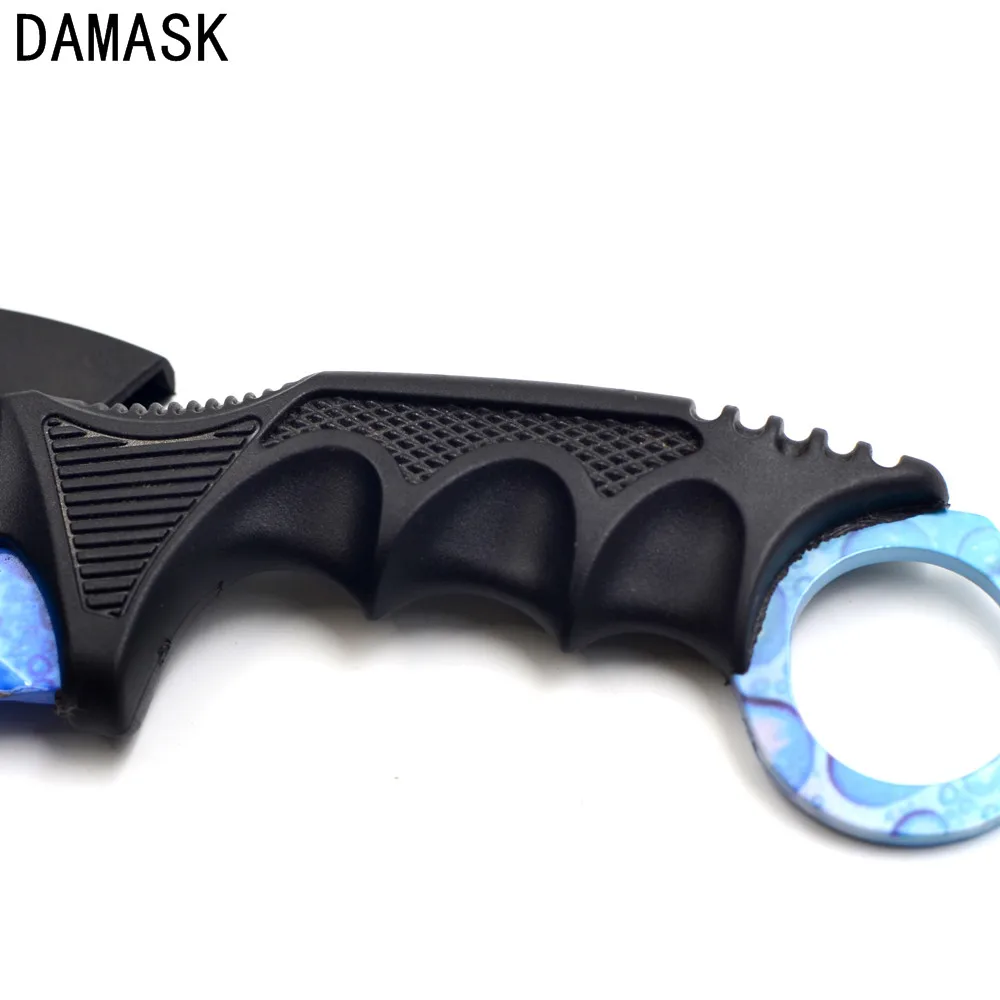DAMASK CS GO Counter Strike Claw Karambit Knife Neck Knife With Sheath Rainbow Camping Fixed Blade Knife Outdoor Climbing Knife