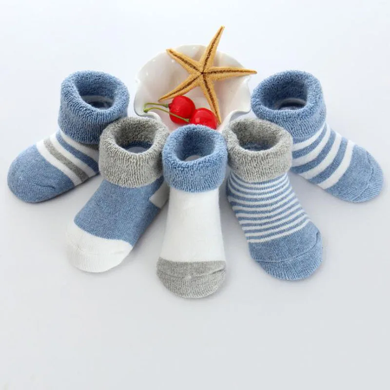 Новинка года; теплые детские носки для малышей; хлопковые носки с героями мультфильмов на осень и зиму для малышей - Цвет: Dark Blue