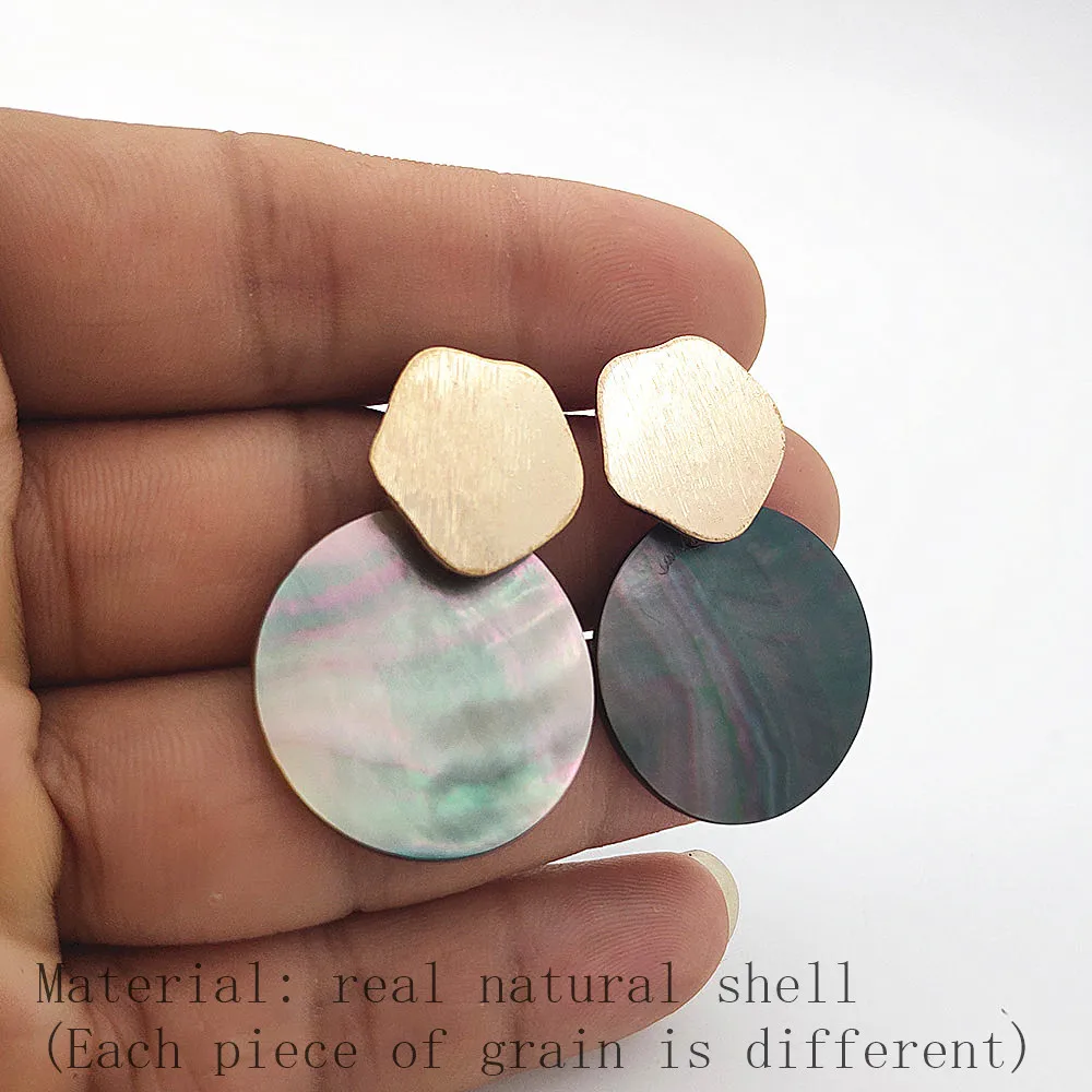 

2019 Women's Jewelry Geometric Earrings Hanging Black Pendant Earrings Abalone Shell Earrings for Women Statement Jewelry W634