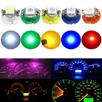 

10x Auto 12V B8.4 LED Car T5 B8.4d LED 5050 Gauge Speedo Bulb Dashboard Instrument Dash Side Light Source Interior Lighting