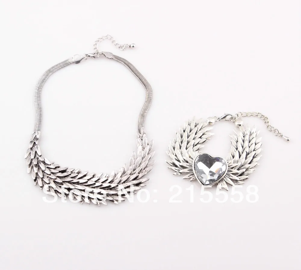 Antique Vintage Statement Necklace Bracelet Jewelry Set Ladies Hip Hop Punk Spilliness Choker FishScale NecklaceBraceletJewelry