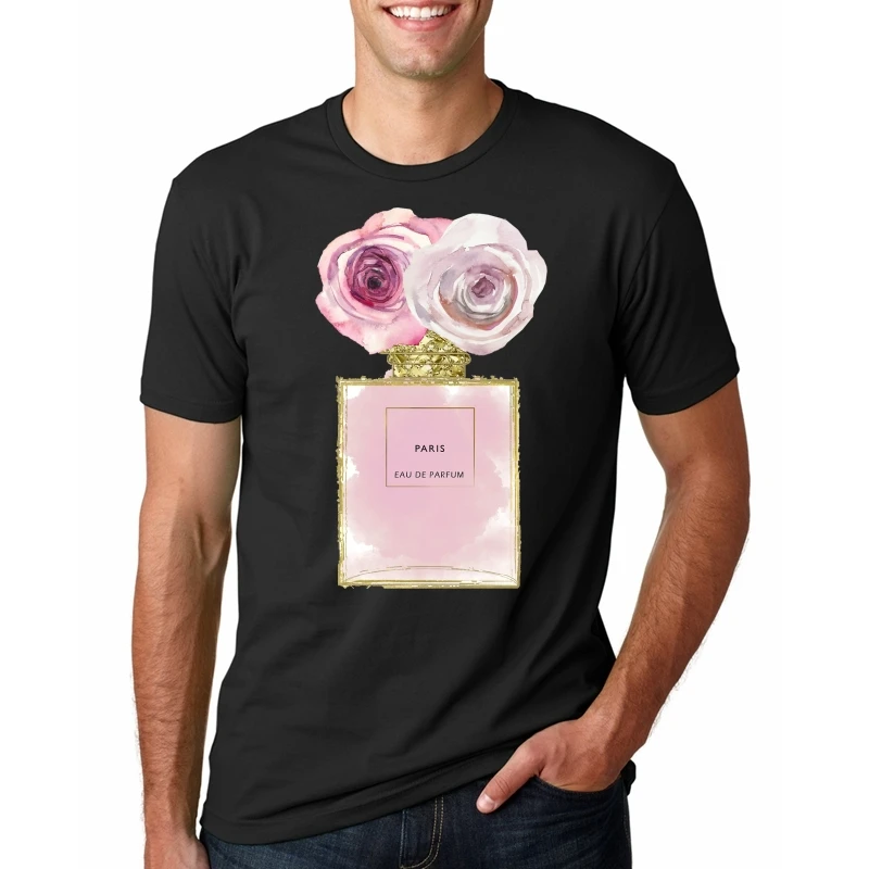 

Vintage men Perfume Flowers graphic tees summer Top vogue t shirt