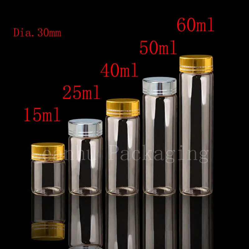 

empty screw neck glass bottle with gold / silver aluminum cap wishing container glass vial for essential oil , food , liquid