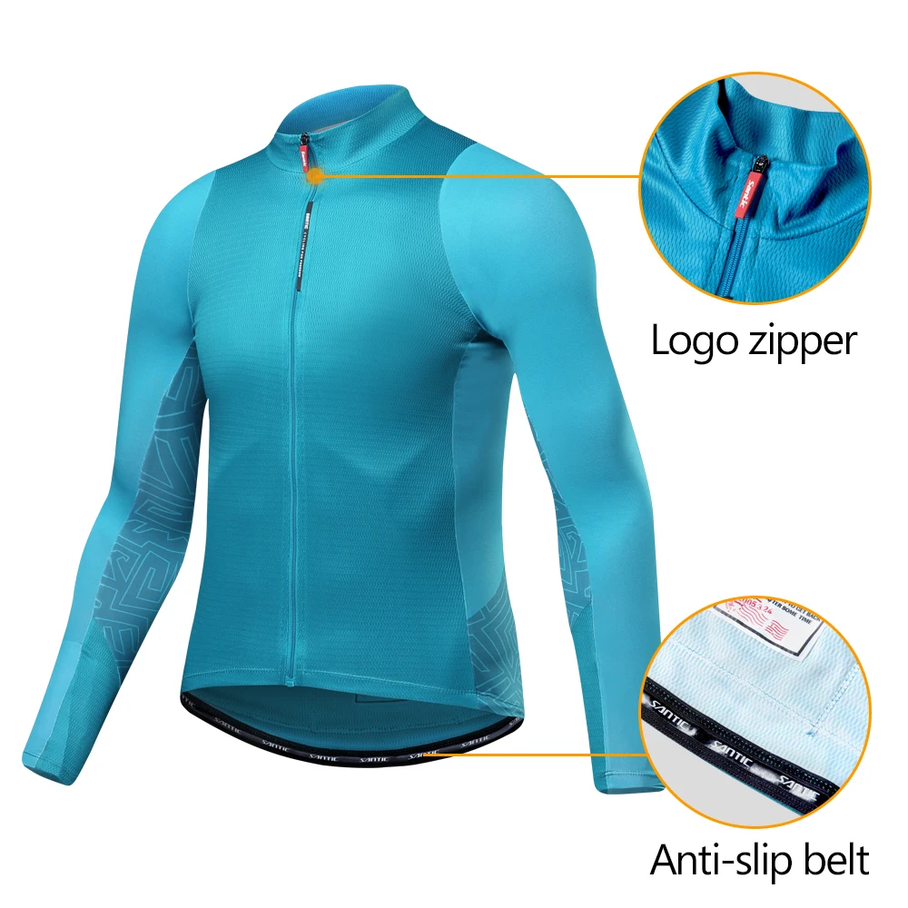 Cheap Santic Mens Long Sleeve Cycling Jerseys Fit Comfortable Sun protective Road Bike MTB Top Jersey Spring Autumn Jerseys WM8C01100