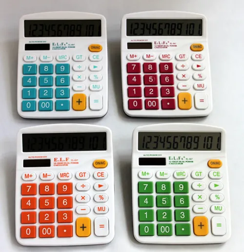 

Colorful Electronic Calculator with Big Buttons Larg Display Computer Dual Solar Power Desktop Calculating Machine Handheld Gift