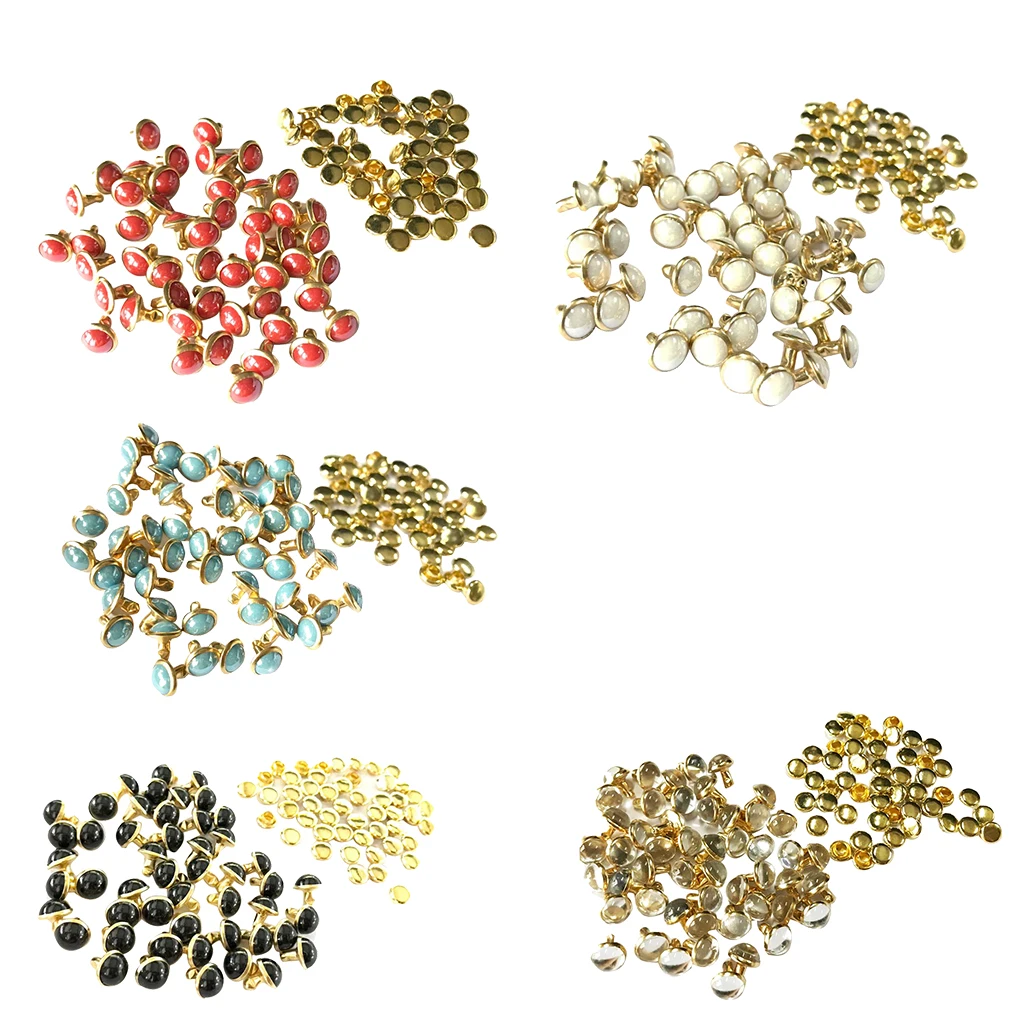 50 Sets Mushroom Dome Rivets Studs Buttons for Leather Belt Bag Shoes Leathercraft 7.5MM	