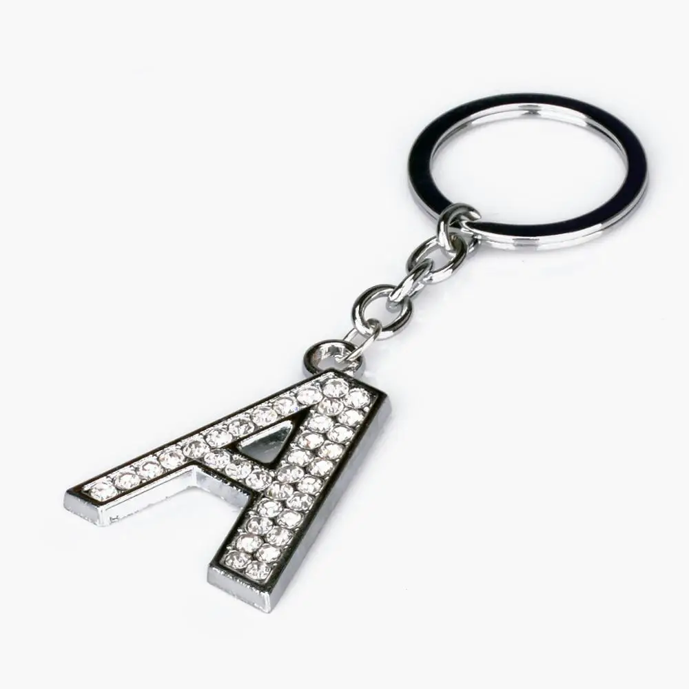 Alphabet Keyring A-Z Initials Letter Key Ring Shiny Silver Key Chain 