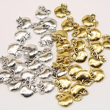 

50pcs Wholesale Price Apple Fruit Spacer Beads Alloy Silver plated Gold Pendant Retro Charm Pendant Charms Diy Jewelry Making