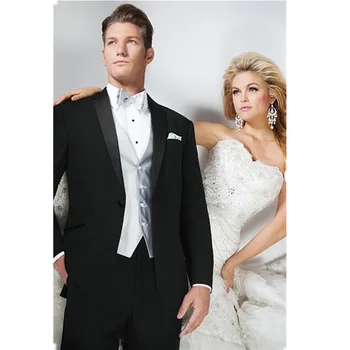 

New Trajes De Hombres De Vestir Best Men Blazer Suits Groom Tuxedo Groomsman Wedding Prom Suit Custom Made (jacket+pants+vest)