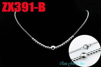 

silver white stainless steel necklace 2mm rolo chain with 4mm and 8mm beads fashion chain Jewelry women chains 20pcs ZX391-B
