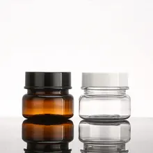 60g X 24 Stronger PET Jar Screw Caps Empty Cream Plastic Container Clear Brown Cosmetic Cream Pot Jars Makeup Bottles 2OZ
