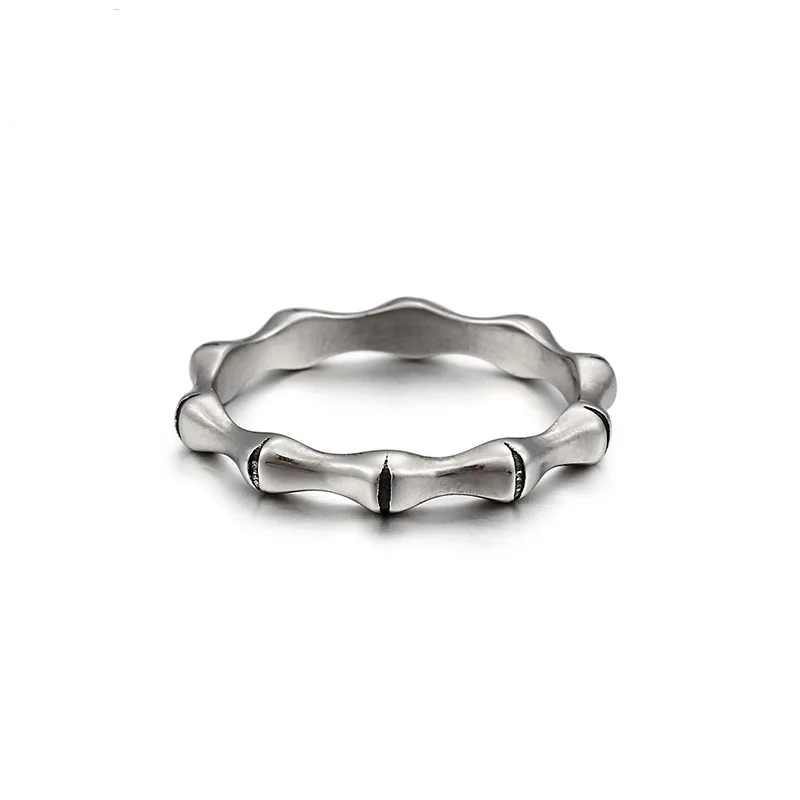 

Bamboo ring fashion personality titanium steel men and women punk style bones single ring jewelry factory direct