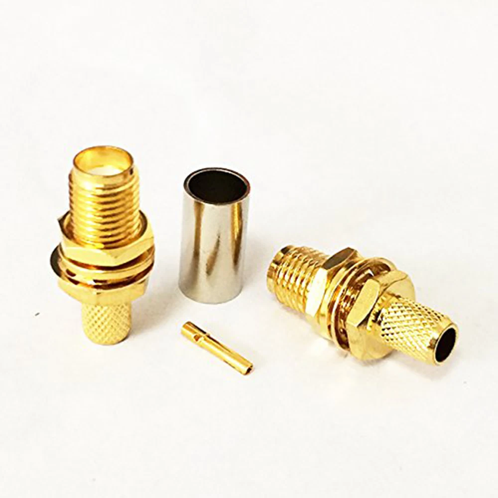 

ALLiSHOP 2Pcs SMA Female Jack RF Coax Connector with Nut Crimp for RG58 ,RG142,LMR195 Goldplated Straight