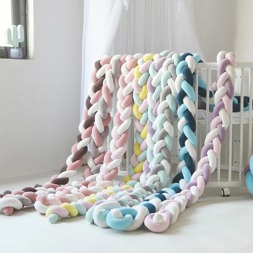 

300*7CM Baby Bed Bumper Nodic Knot Newborn Bumper safety Braid Pillow Baby Bed Bumper in the Crib Infant Room Decor