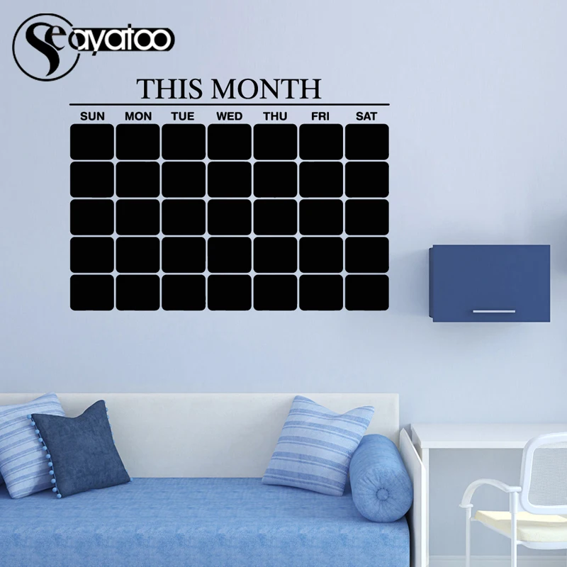 На этой неделе календарь планировщик стираемая Классная доска ежемесячная виниловая наклейка на стену 58x80 см